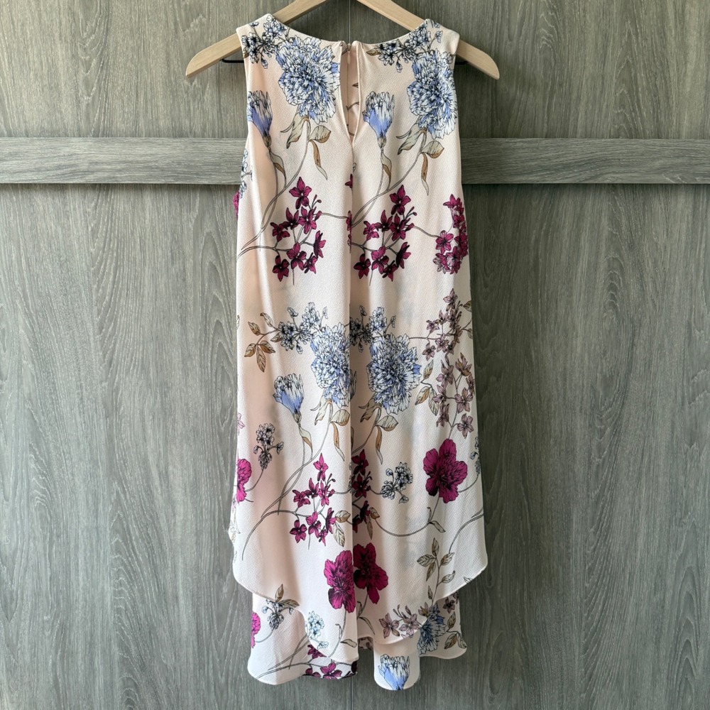 Lauren Ralph Lauren Dress Women 10 Pink Floral Tiered Sleeveless Georgette Shift - Picture 7 of 12
